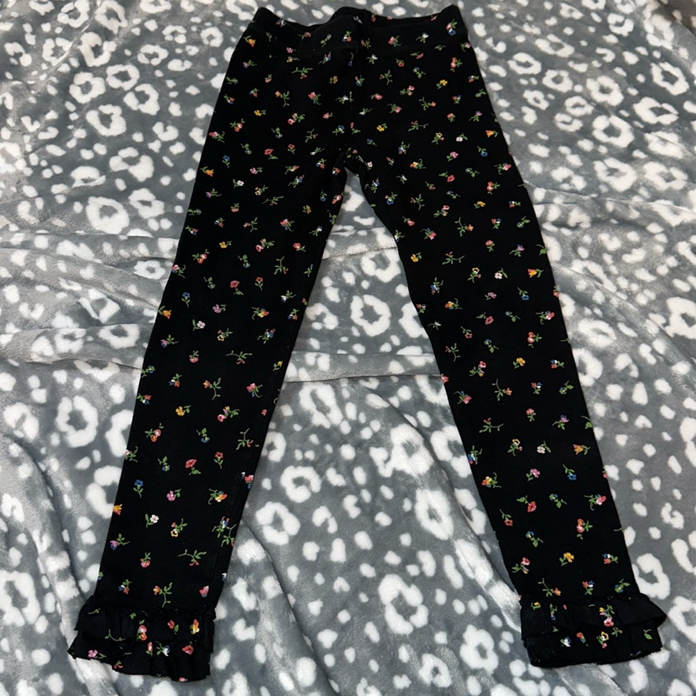Crewcuts, girls size 10, black flower leggings